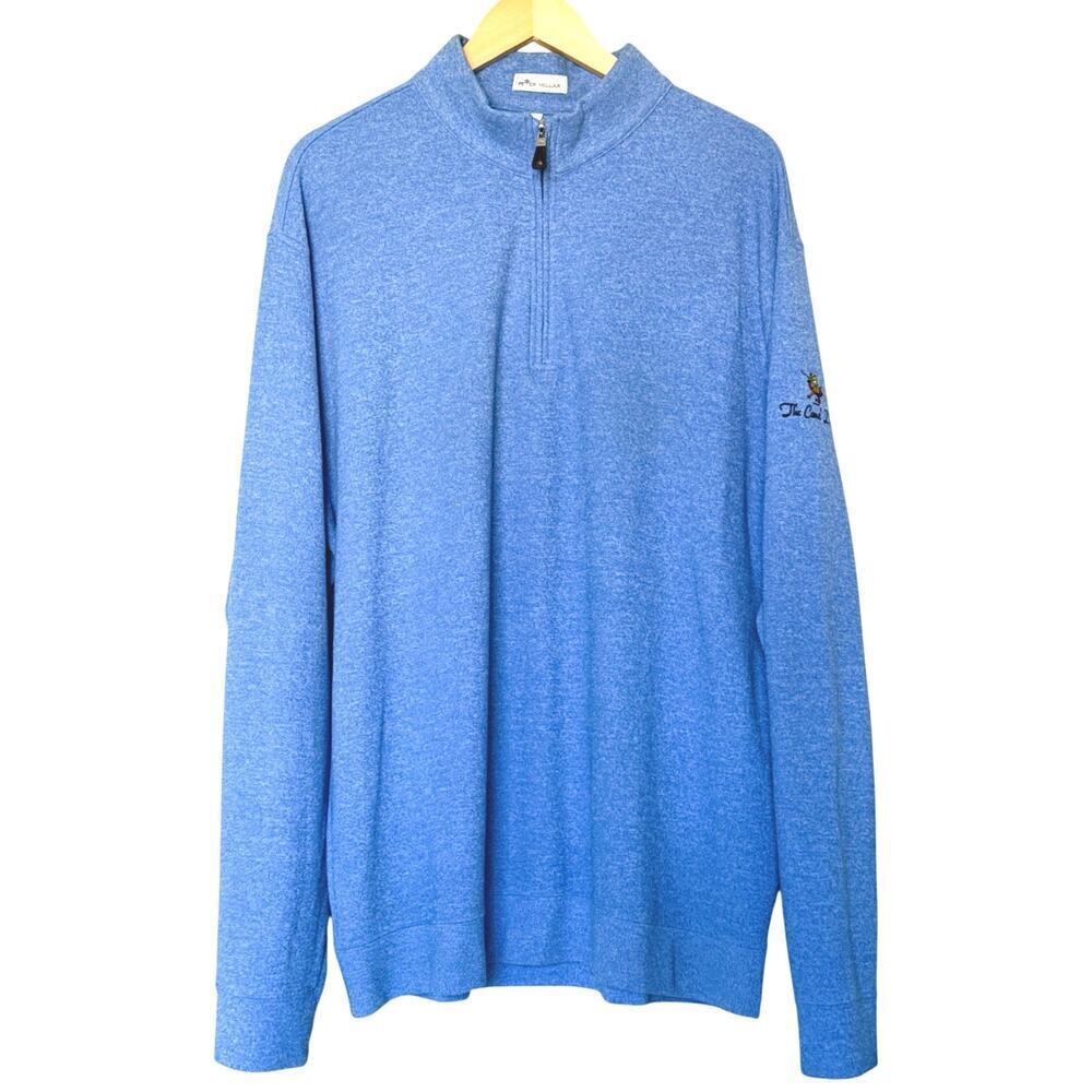 Peter Millar Crown Comfort 1/4 Zip Pullover Mens Sweater XXL Blue Heather Golf